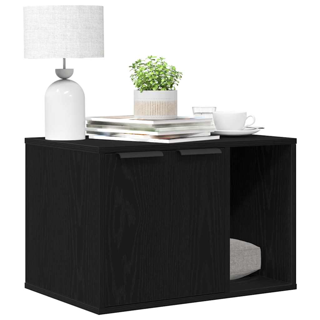 vidaXL Cat Litter Box Enclosure Black Oak 60x40x40 cm Engineered Wood 4
