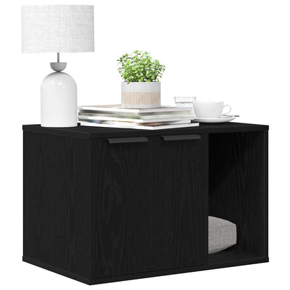 vidaXL Cat Litter Box Enclosure Black Oak 60x40x40 cm Engineered Wood 4