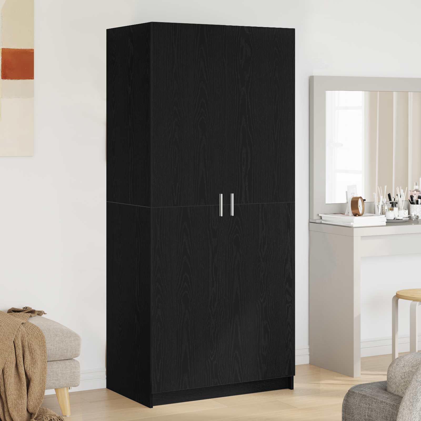 vidaXL Wardrobe Black Oak 80 x 50.5 x 180 cm Engineered Wood 1