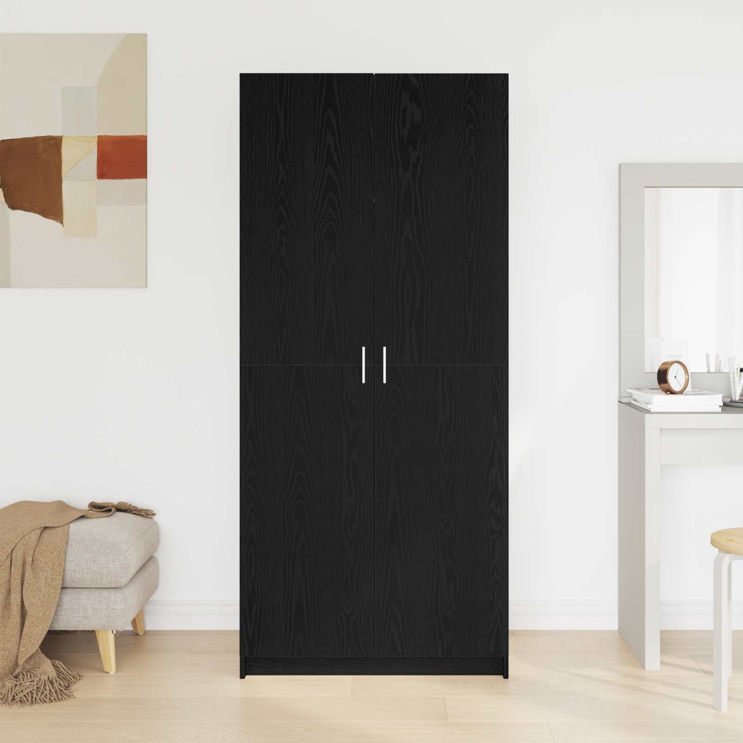 vidaXL Wardrobe Black Oak 80 x 50.5 x 180 cm Engineered Wood 4