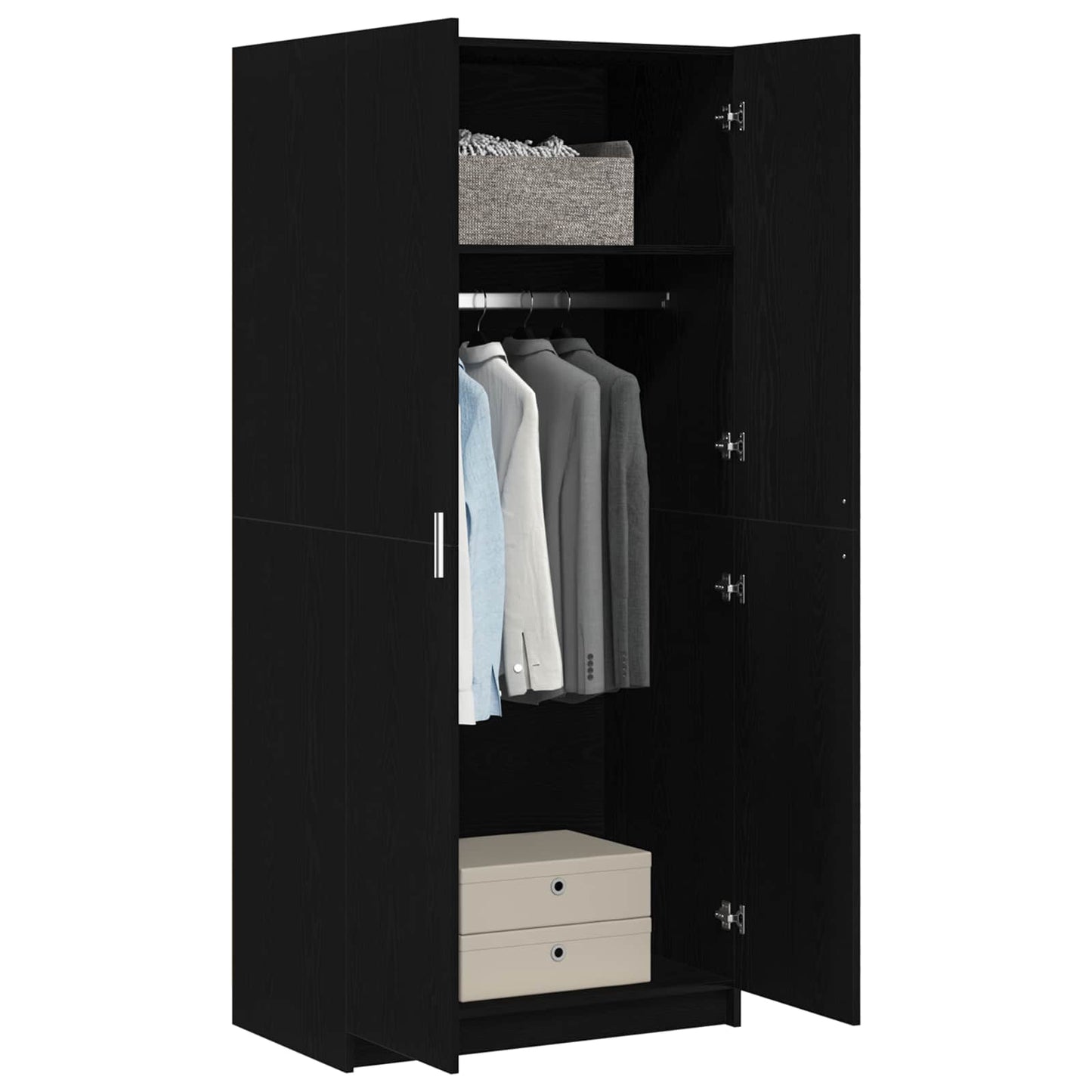 vidaXL Wardrobe Black Oak 80 x 50.5 x 180 cm Engineered Wood 3