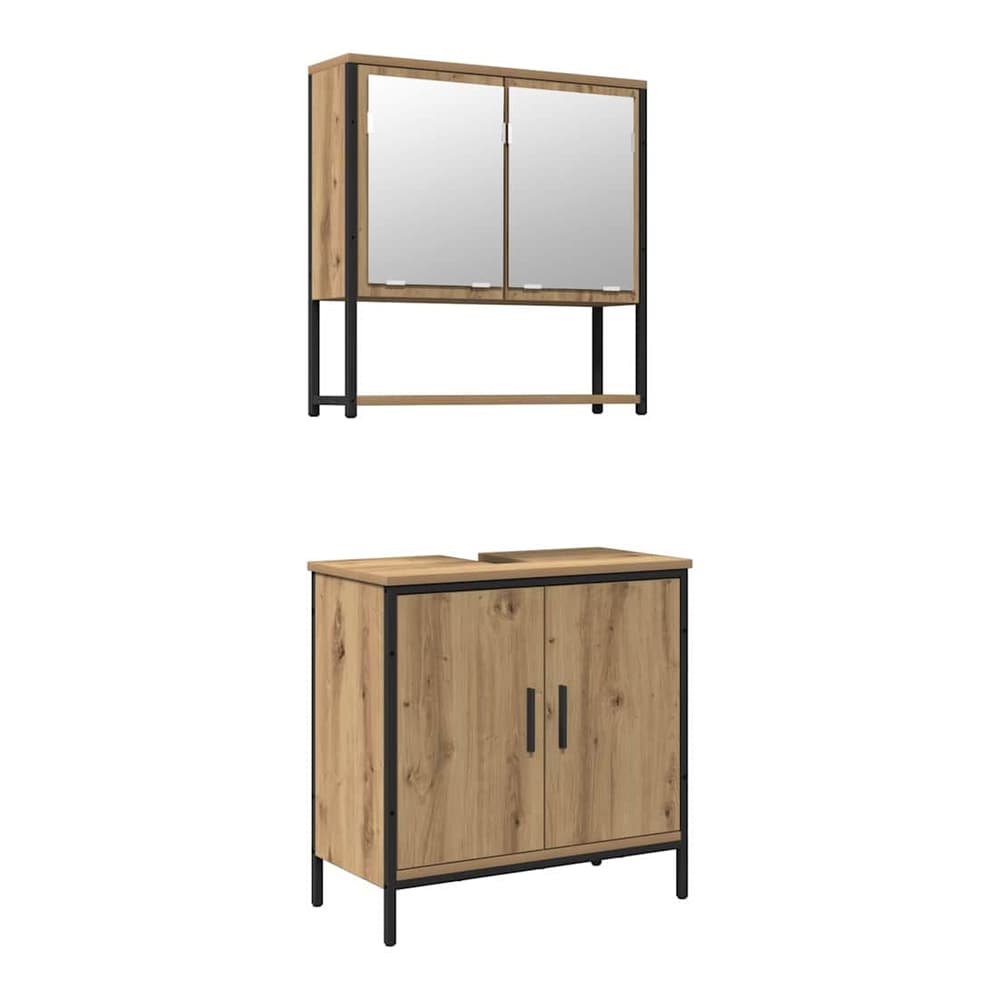 2 Piece Bathroom Furniture Set Engineered Wood Artisan oak