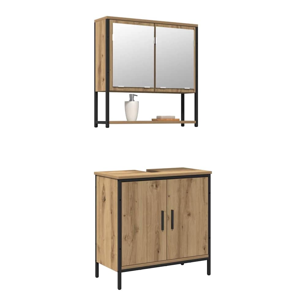 2 Piece Bathroom Furniture Set Engineered Wood Artisan oak