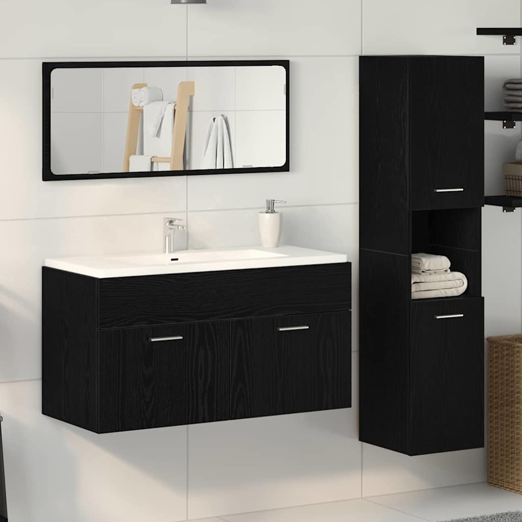 Bathroom Furniture Set Engineered Wood 90 x 38.5 x 46 cm Black oak