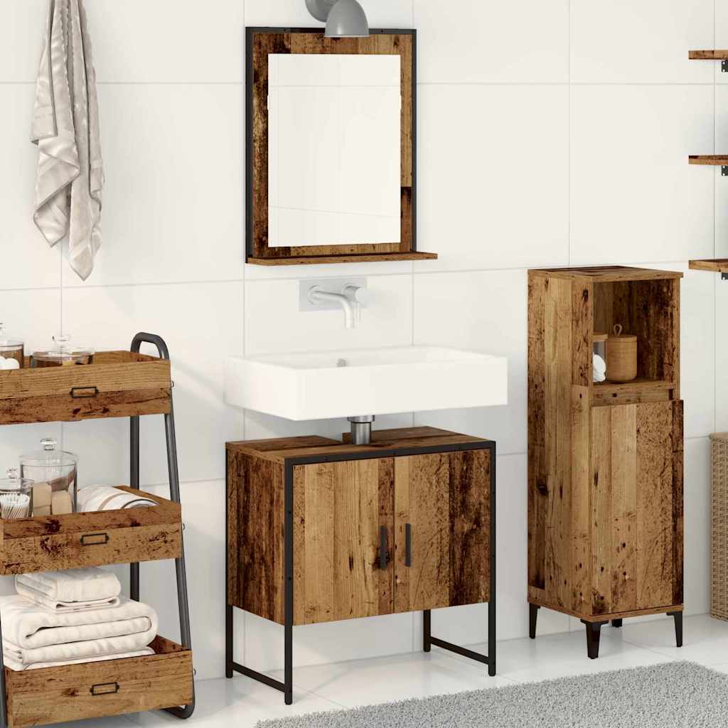 2 Piece Bathroom Cabinet Set Engineered Wood Old wood