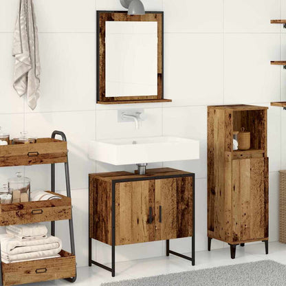2 Piece Bathroom Cabinet Set Engineered Wood Old wood