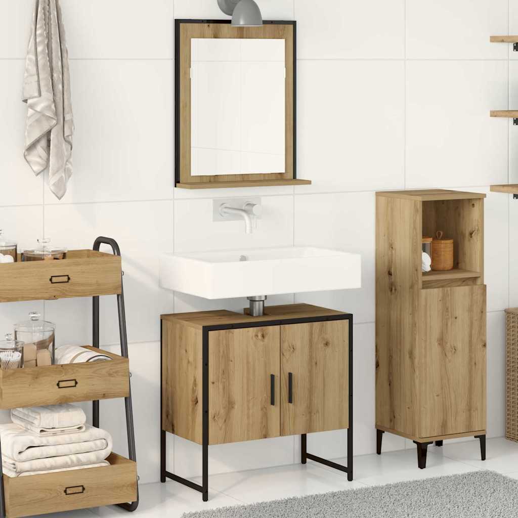 2 Piece Bathroom Cabinet Set Engineered Wood Artisan oak