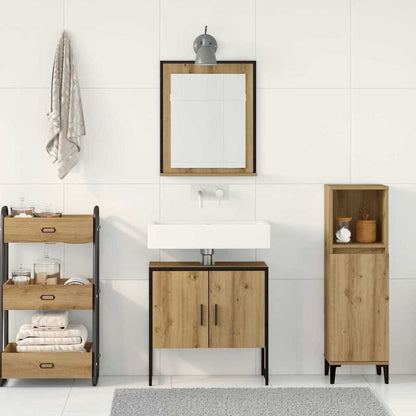 2 Piece Bathroom Cabinet Set Engineered Wood Artisan oak