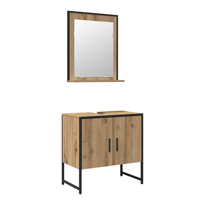 2 Piece Bathroom Cabinet Set Engineered Wood Artisan oak