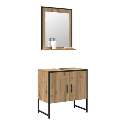 2 Piece Bathroom Cabinet Set Engineered Wood Artisan oak