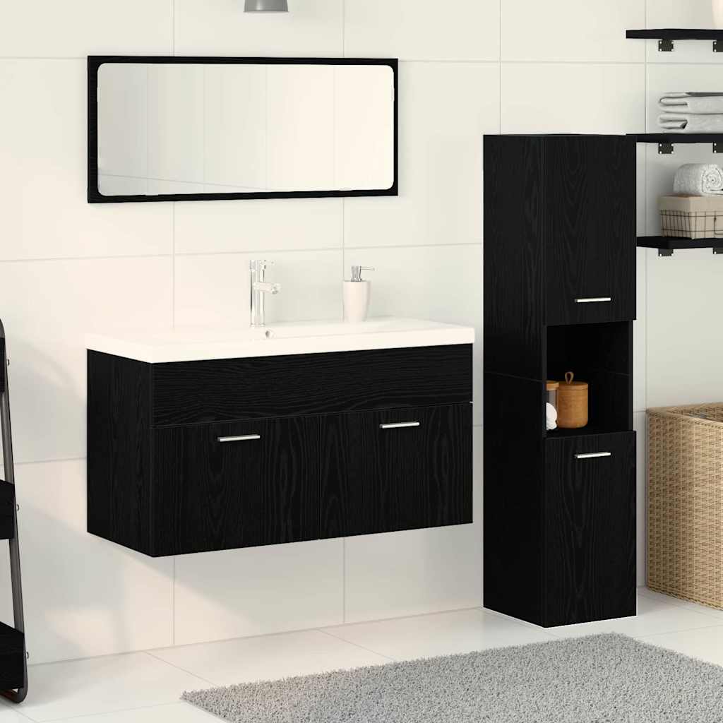 Bathroom Furniture Set Engineered Wood 90 x 38.5 x 46 cm Black oak