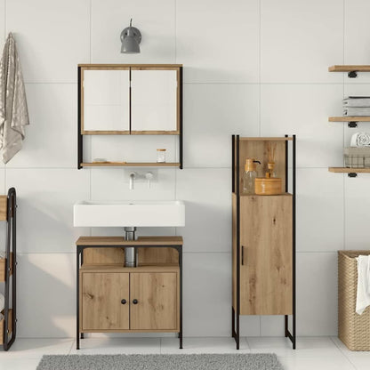 3 Piece Bathroom Furniture Set Engineered Wood Artisan oak