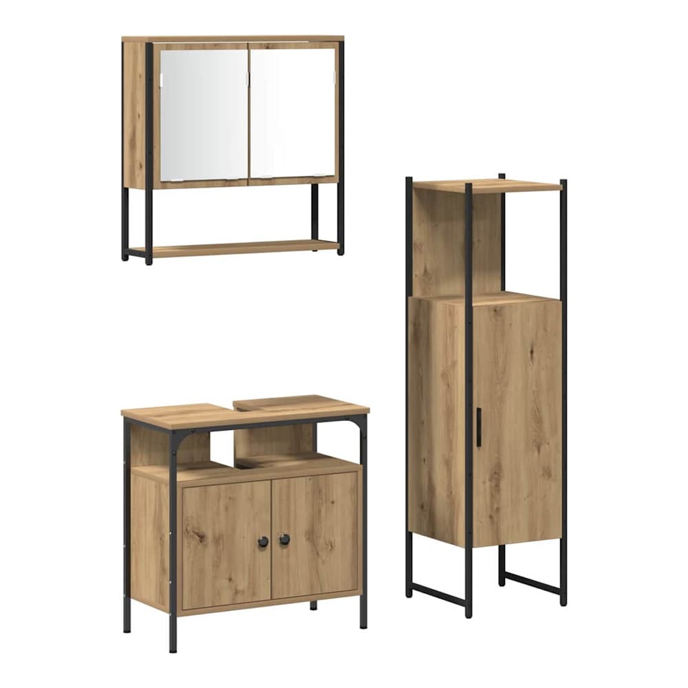 3 Piece Bathroom Furniture Set Engineered Wood Artisan oak