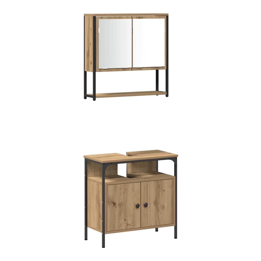 3 Piece Bathroom Furniture Set Engineered Wood Artisan oak