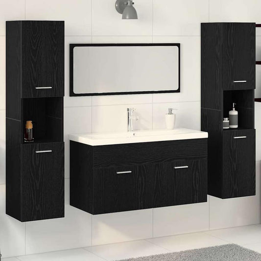 Bathroom Furniture Set Engineered Wood 90 x 38.5 x 46 cm Black oak