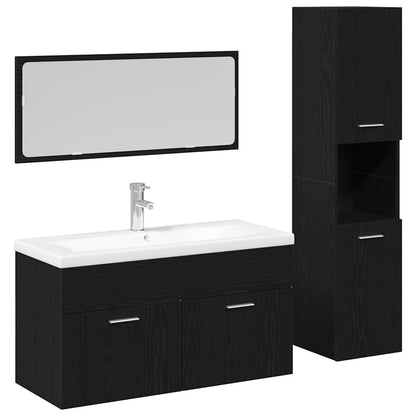 Bathroom Furniture Set Engineered Wood 90 x 38.5 x 46 cm Black oak