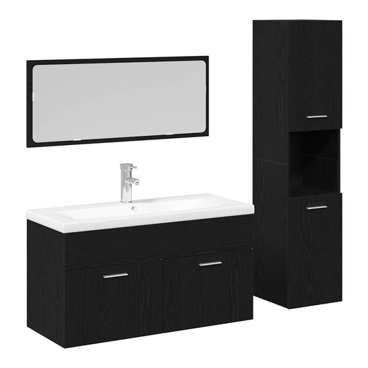 Bathroom Furniture Set Engineered Wood 90 x 38.5 x 46 cm Black oak