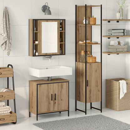 3 Piece Bathroom Cabinet Set Engineered Wood Artisan oak
