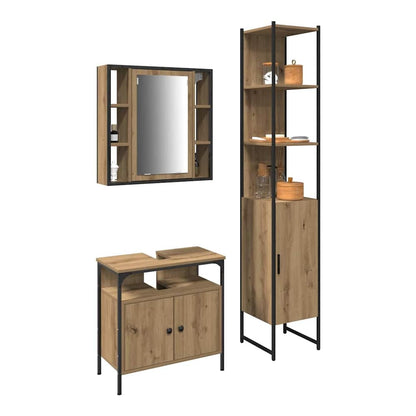 3 Piece Bathroom Cabinet Set Engineered Wood Artisan oak