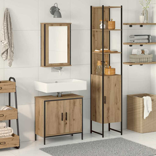 3 Piece Bathroom Furniture Set Engineered Wood Artisan oak