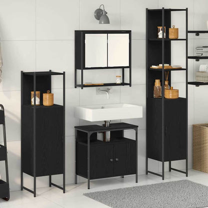 Bathroom Furniture Set 4 pcs Engineered Wood Black oak