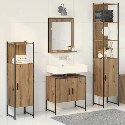 4 Piece Bathroom Cabinet Set Engineered Wood Artisan oak