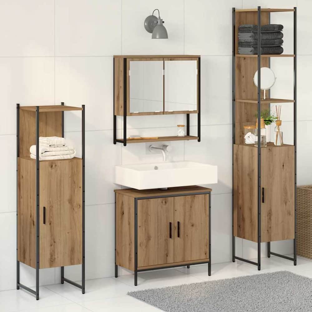 4 Piece Bathroom Furniture Set Engineered Wood Artisan oak