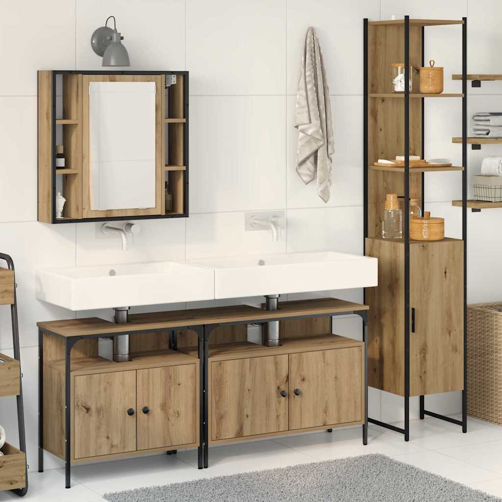 4 Piece Bathroom Cabinet Set Engineered Wood Artisan oak