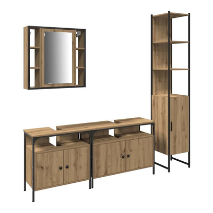 4 Piece Bathroom Cabinet Set Engineered Wood Artisan oak