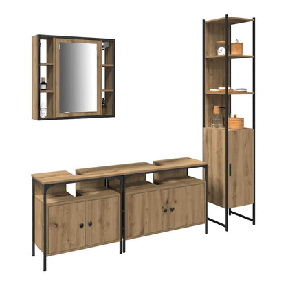 4 Piece Bathroom Cabinet Set Engineered Wood Artisan oak