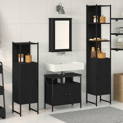 Bathroom Furniture Set 4 pcs Engineered Wood Black oak