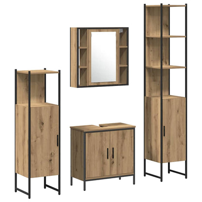 4 Piece Bathroom Cabinet Set Engineered Wood Artisan oak