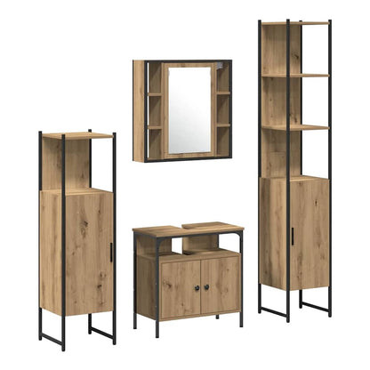4 Piece Bathroom Cabinet Set Engineered Wood Artisan oak