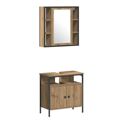 4 Piece Bathroom Cabinet Set Engineered Wood Artisan oak