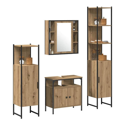 4 Piece Bathroom Cabinet Set Engineered Wood Artisan oak