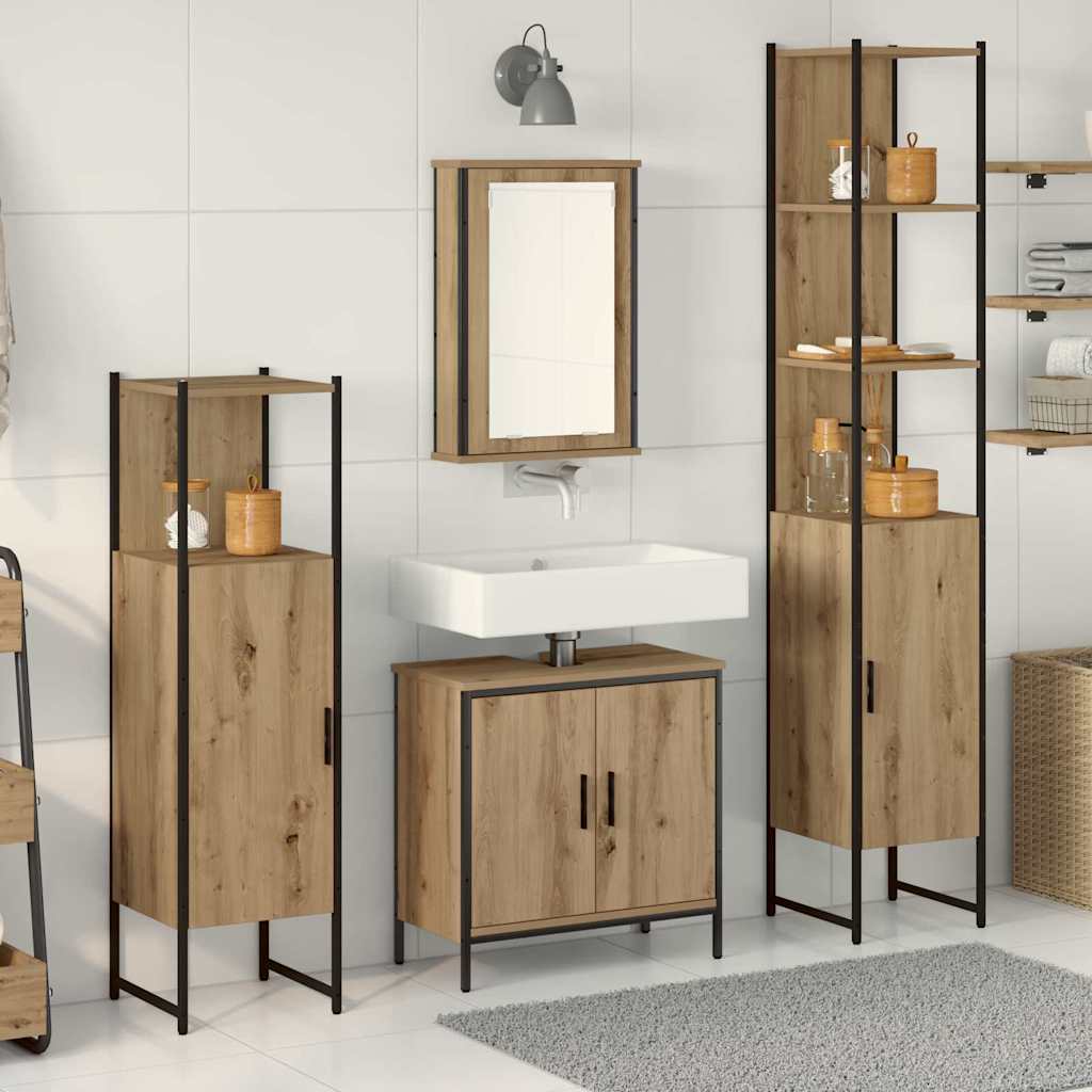 4 Piece Bathroom Furniture Set Engineered Wood Artisan oak