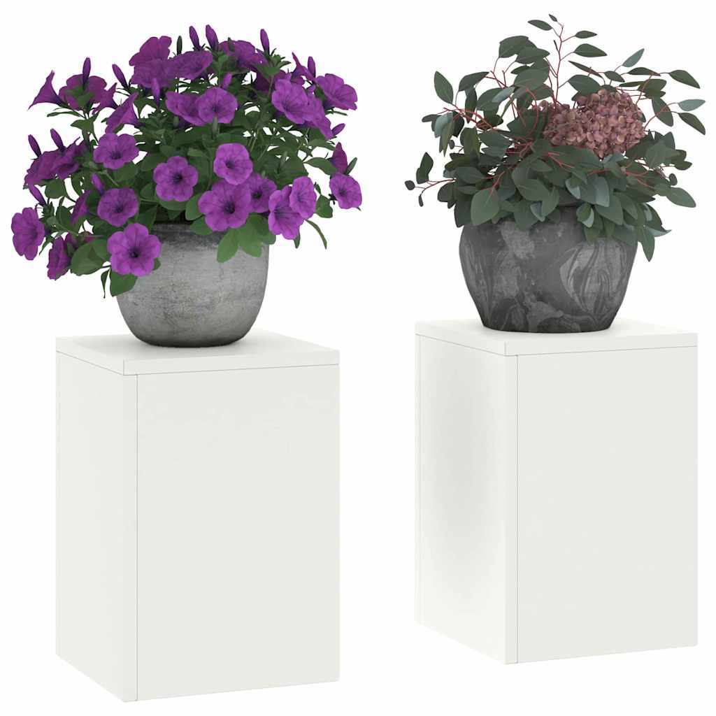 Plant Stand 30 x 30 x 40 cm Steel White 2x (24 x 24 x 35 cm)