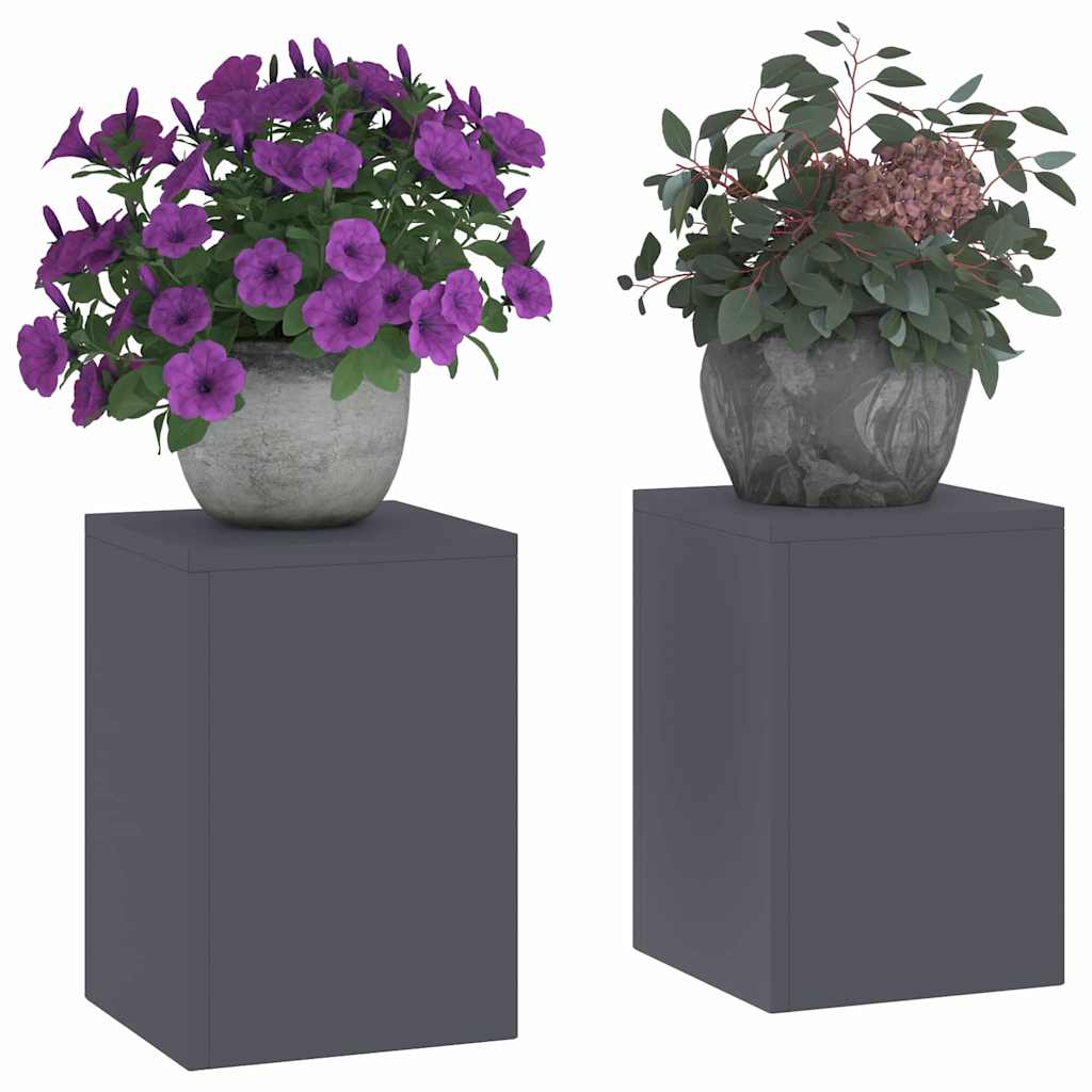 Plant Stand 2 pcs 24 x 24 x 35 cm Steel Anthracite 2x (24 x 24 x 35 cm)