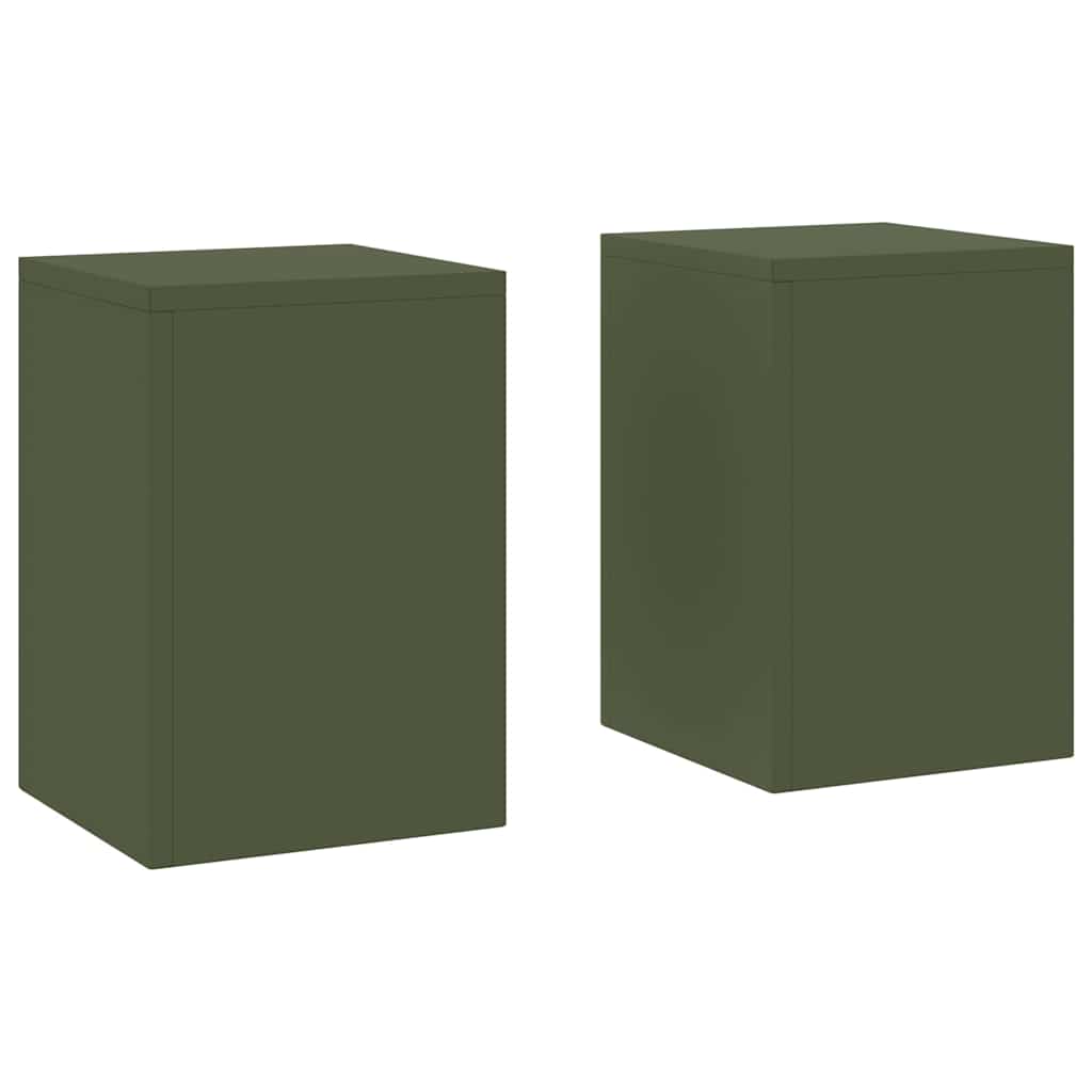 Plant Stand 2 pcs 30 x 30 x 40 cm Steel Olive green 2x (24 x 24 x 35 cm)