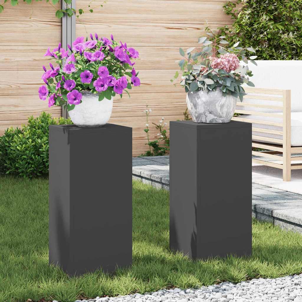 Plant Stand 30 x 30 x 40 cm Steel Black 2x (24 x 24 x 55 cm)