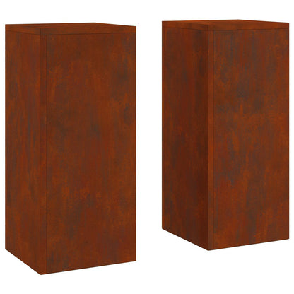Plant Stand Rusty 30 x 30 x 40 cm Weathering steel 2x (24 x 24 x 55 cm)
