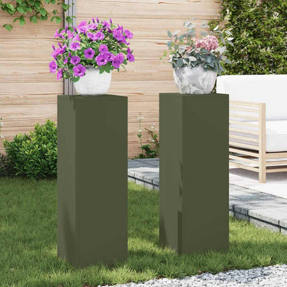 vidaXL Plant Stand 2 pcs 30 x 30 x 40 cm Steel Olive Green