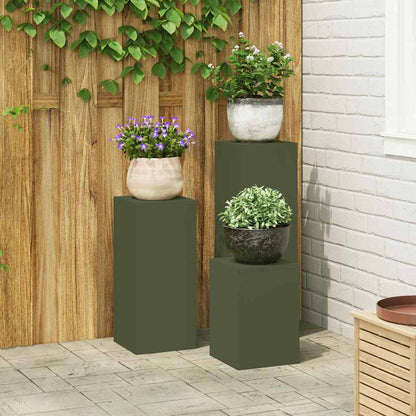 vidaXL Plant Stand 2 pcs 30 x 30 x 40 cm Steel Olive Green