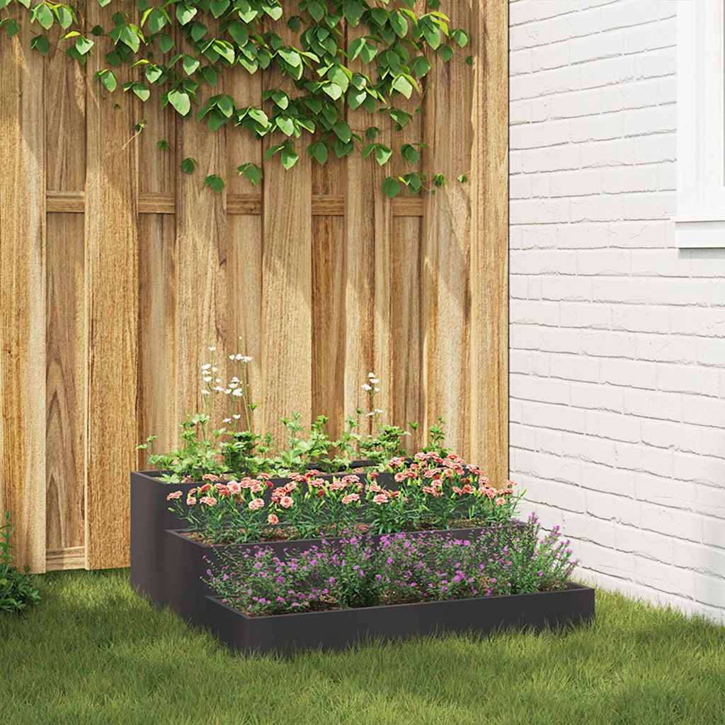 vidaXL Garden Planter Black 90 x 90 x 35 cm Cold-rolled Steel 1