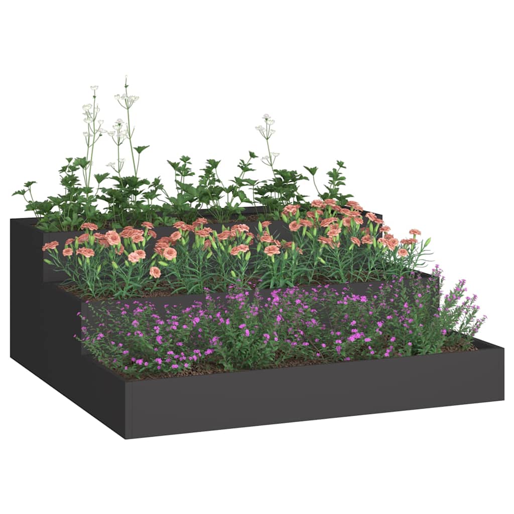 vidaXL Garden Planter Black 90 x 90 x 35 cm Cold-rolled Steel 3