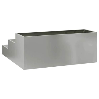 vidaXL Garden Planter Silver 90 x 90 x 35 cm Galvanised Steel 5