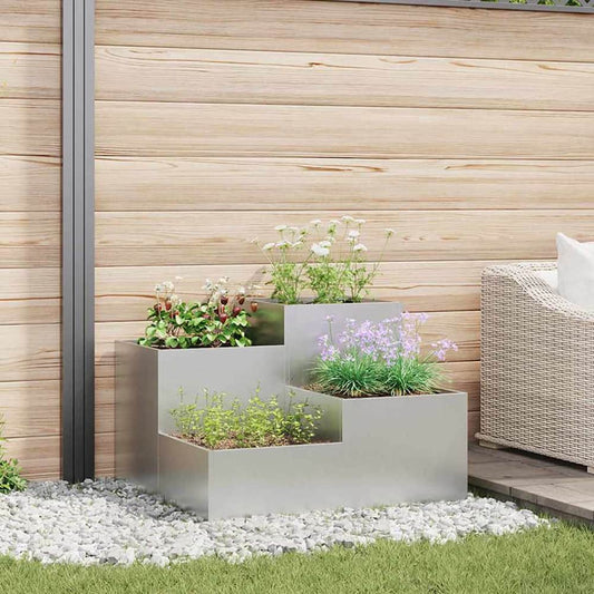 Garden Planter Steel Width 80 cm Galvanised steel 60 cm