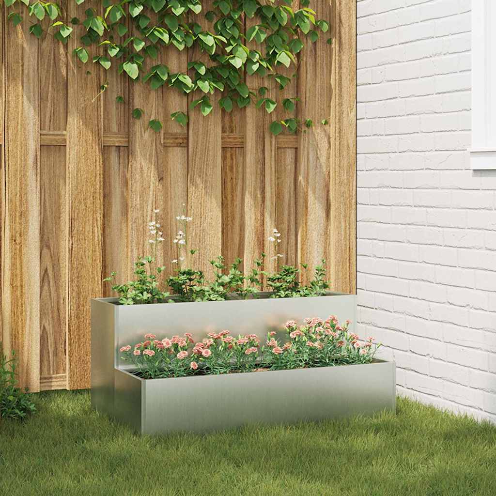 vidaXL Garden Planter Silver 100 x 60 x 45 cm Galvanised Steel 1