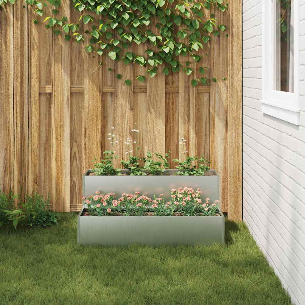 vidaXL Garden Planter Silver 100 x 60 x 45 cm Galvanised Steel 4