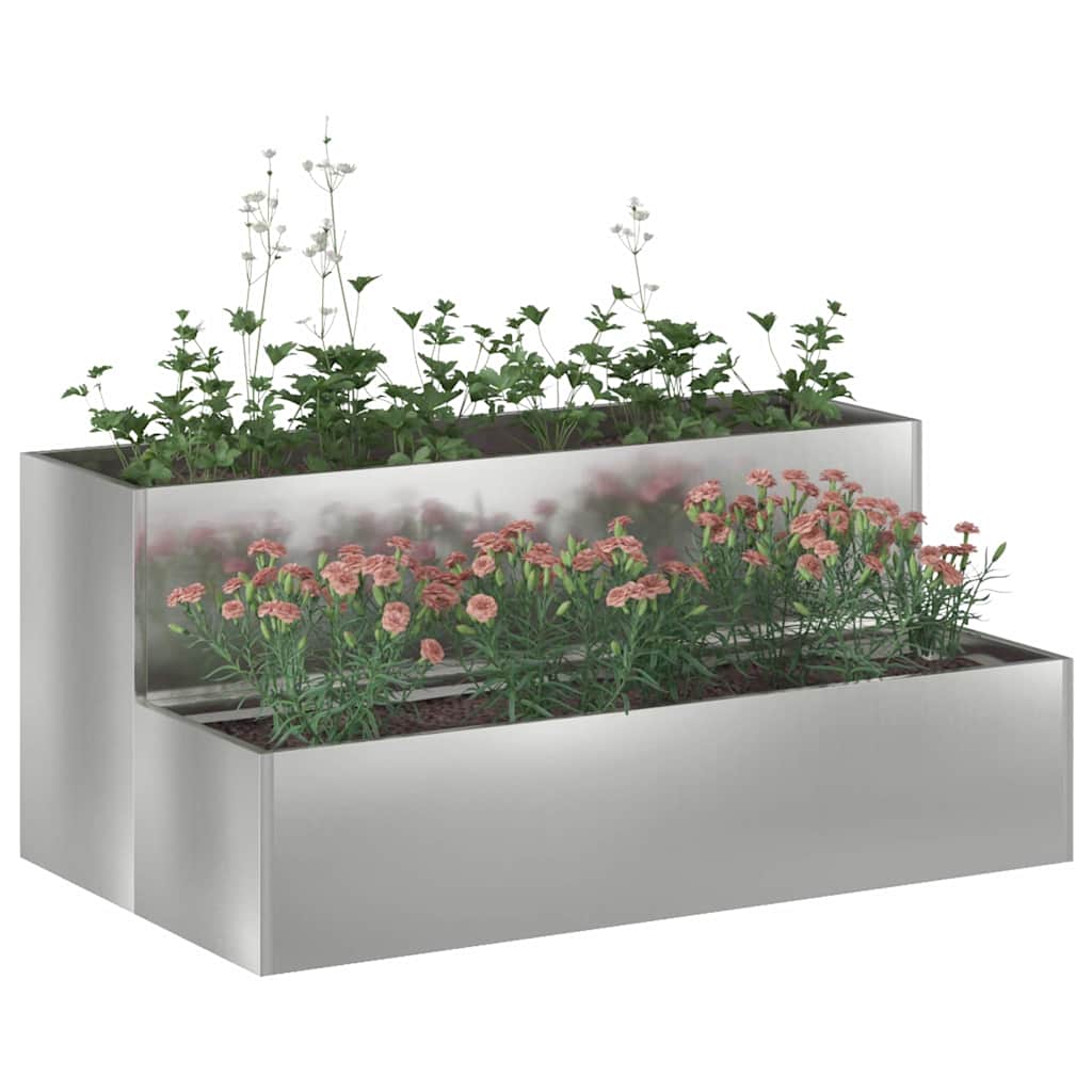 vidaXL Garden Planter Silver 100 x 60 x 45 cm Galvanised Steel 3